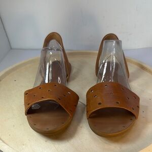 Madewell Abbi Slingback Hole Punch Brown Leather Sandals Size 9.5